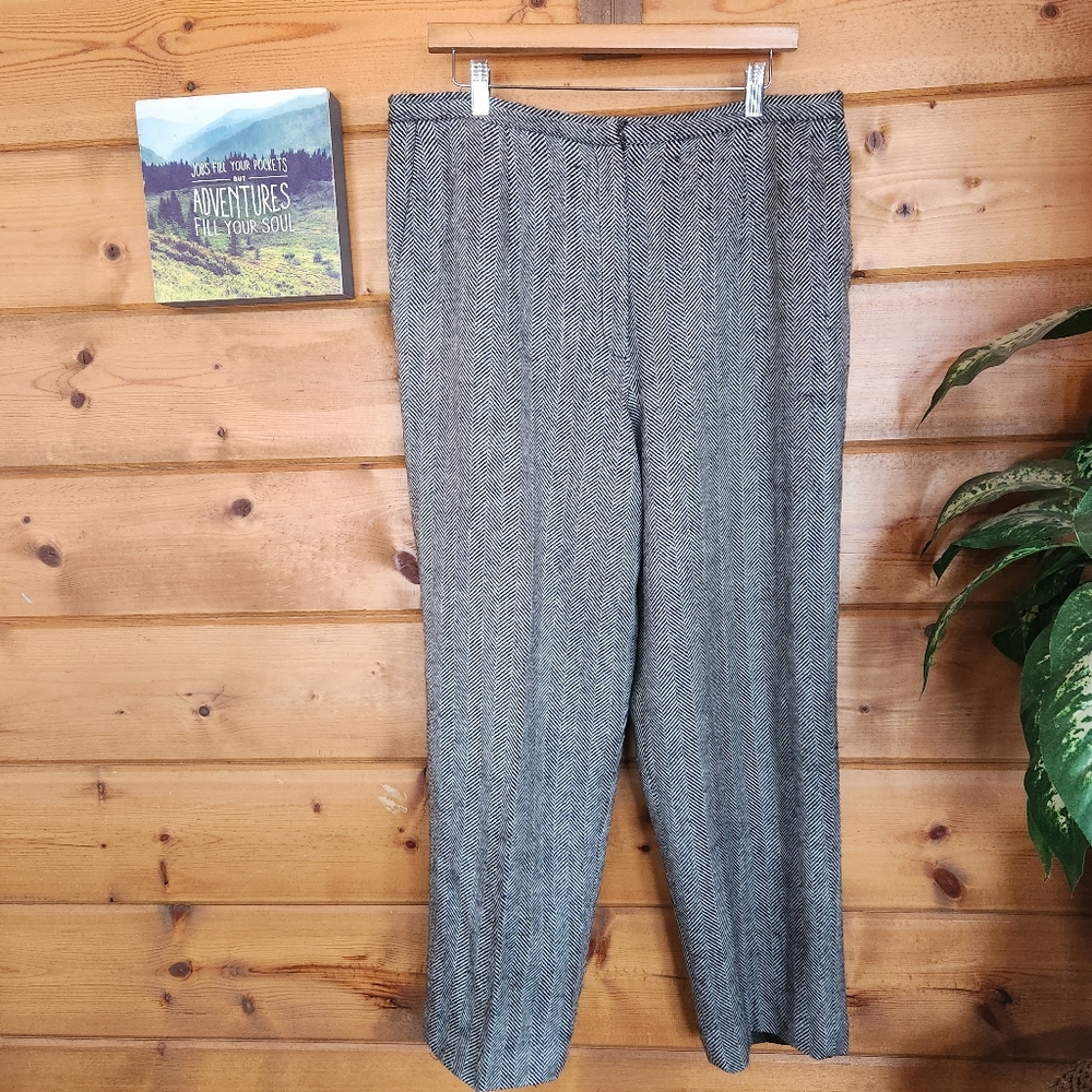 Talbots 💜 Gray 100% Wool Flat Front Lined  Gray Capri Crop Dress‎ Pants Plus 16